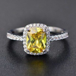 New Beautiful  925 Sterling Silver Citrine Ring